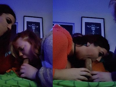 Il se fait sucer par deux filles le soir d'Halloween